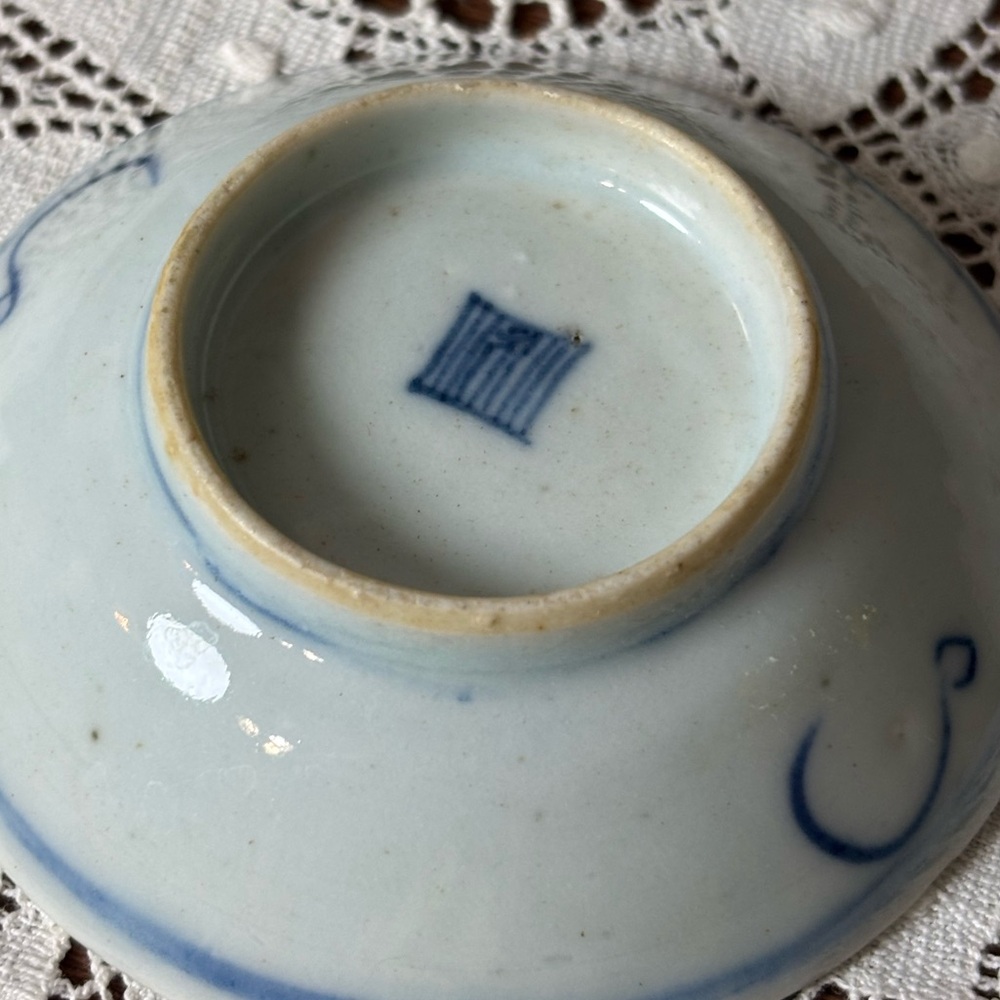 19th Century Chinese Antique Elegant Blue White Porcelain Saucer Qing Dynasty - Picture 3 of 4